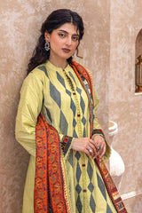 3 Piece Embroidered Khaddar Unstitched Suit with Digital Printed Pashmina Shawl AP-32037