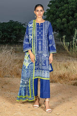 3 Piece Digital Printed Embroidered Corduroy Unstitched Suit with Digital Printed Cotton Net Dupatta CD-32009