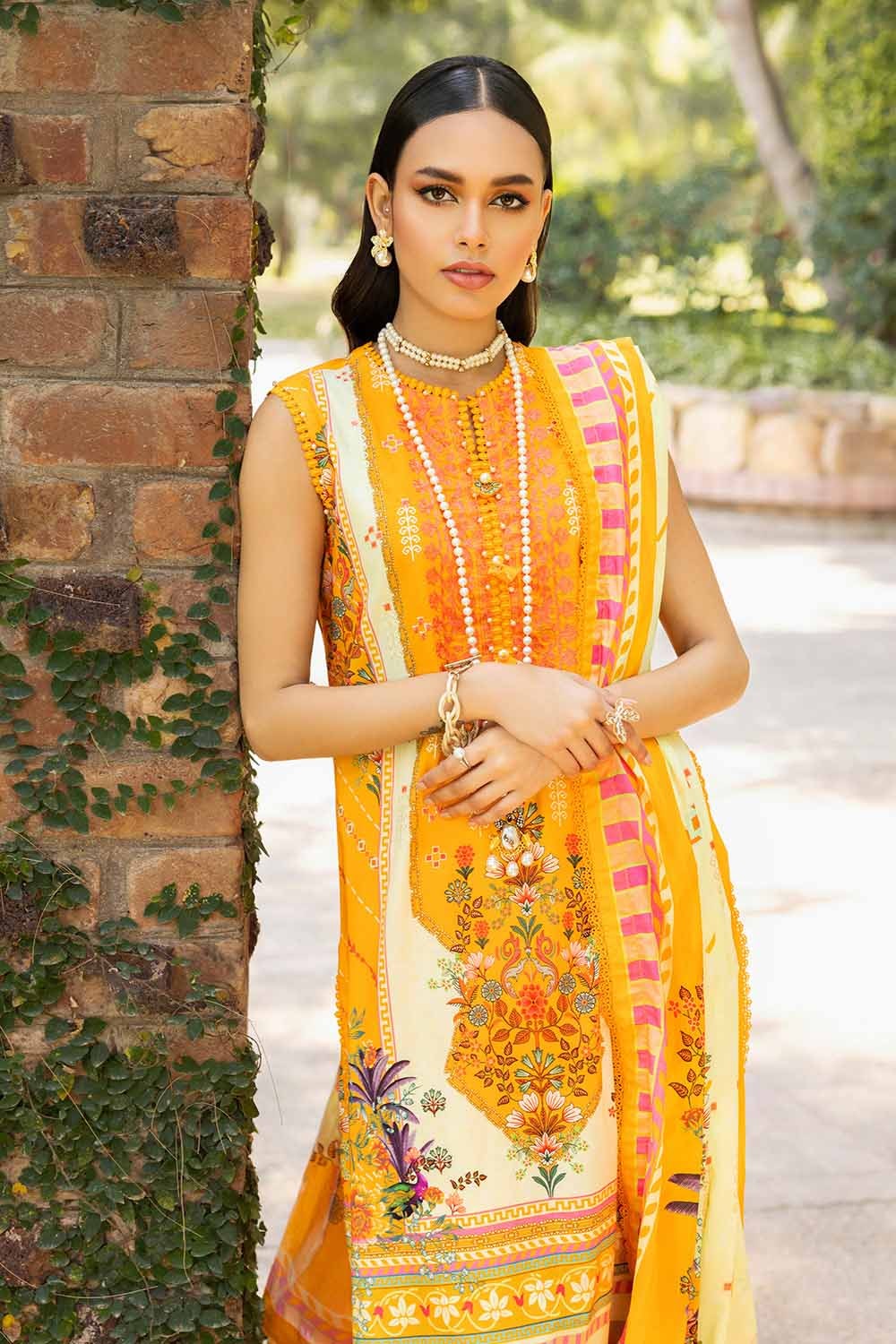 3 Piece Embroidered Cambric Unstitched Suit with Digital Printed Lawn Dupatta CBE-32011