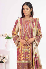 3 Piece Printed Chambray Unstitched Suit WNS-32295 B