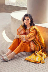 3 Piece Embroidered Cambric Unstitched Suit with Printed Lawn Dupatta CBE-32009