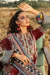 3 Piece Digital Printed Corduroy Unstitched Suit with Digital Printed Cotton Net Dupatta CD-32002