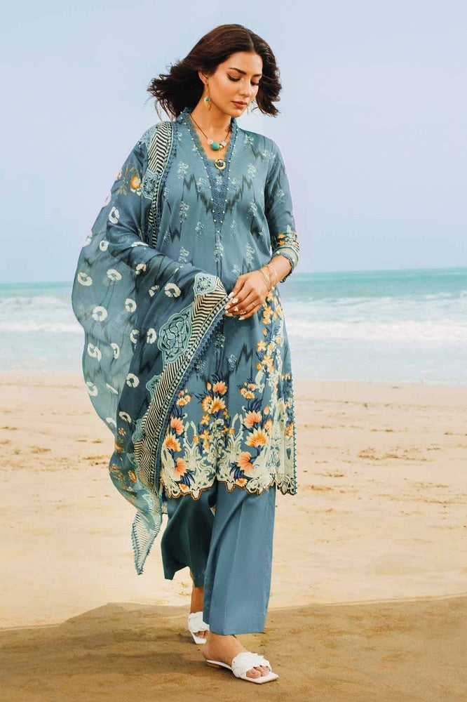3 Piece Digital Printed Corduroy Unstitched Suit with Cotton Net Dupatta CD-32007