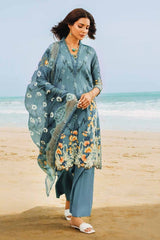 3 Piece Digital Printed Corduroy Unstitched Suit with Cotton Net Dupatta CD-32007