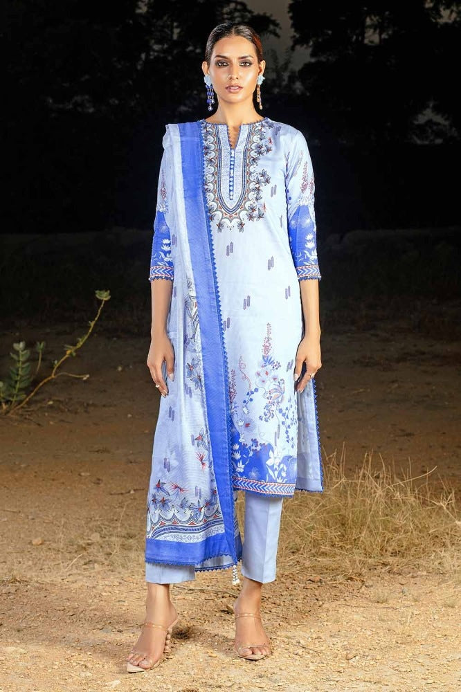 3 Piece Printed Corduroy Unstitched Suit with Cotton Net Dupatta CD-32004 B
