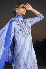 3 Piece Printed Corduroy Unstitched Suit with Cotton Net Dupatta CD-32004 B