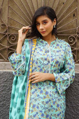 3 Piece Printed Dobby Linen Unstitched Suit LT-32022 B