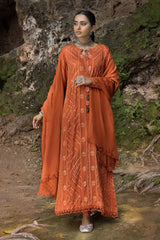 3 Piece Embroidered Cotail Unstitched Suit with Pashmina Shawl AP-32079