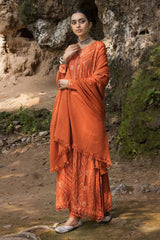 3 Piece Embroidered Cotail Unstitched Suit with Pashmina Shawl AP-32079