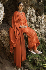 3 Piece Embroidered Cotail Unstitched Suit with Pashmina Shawl AP-32079