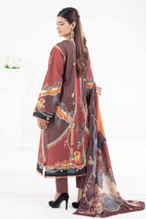 3 Piece Printed Khaddar Unstitched Suit with Linen Dupatta WRF-32013