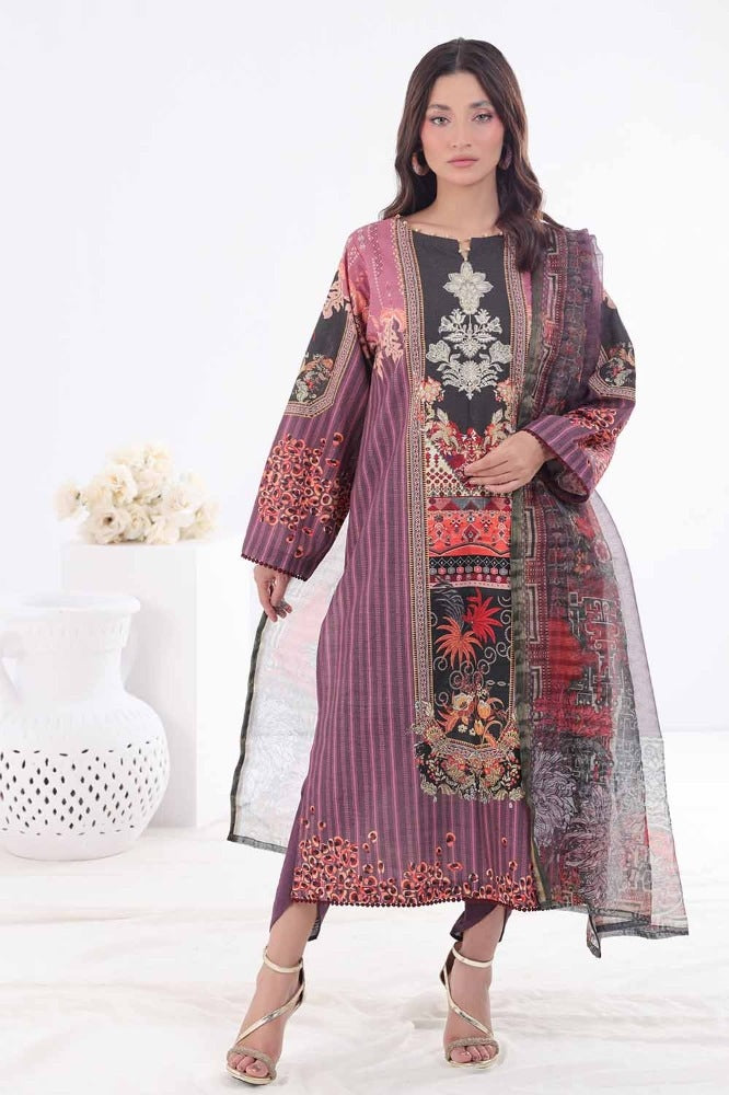 3 Piece Printed Embroidered Khaddar Unstitched Suit with Karandi Dupatta WRF-32012