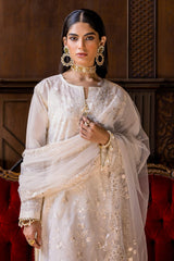 3 Piece Embroidered Paper Cotton Unstitched Suit with Embroidered Net Dupatta FE-42009