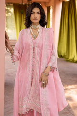 3 Piece Zari and Sequins Embroidered Cotton Unstitched Suit with Zari and Sequins Embroidered Cotton Slub Dupatta FE-42021