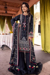 3 Piece Zari Embroidered Lawn Unstitched Suit with Embroidered Chiffon Dupatta FE-42031