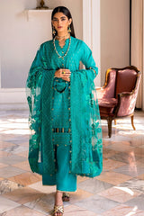3 Piece Embroidered Lawn Unstitched Suit with Embroidered Net Dupatta FE-42038