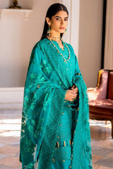 3 Piece Embroidered Lawn Unstitched Suit with Embroidered Net Dupatta FE-42038