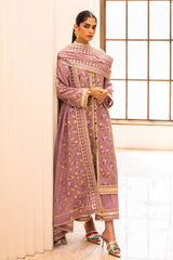 3 Piece Embroidered Paper Cotton Unstitched Suit with Embroidered Paper Cotton Dupatta FE-42070