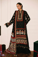 3 Piece Unstitched Embroidered Raw Silk Suit with Raw Silk Dupatta FE-52091