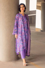3 Piece Cambric Printed Unstitched Suit with Denting Lawn Dupatta DN-32098 B