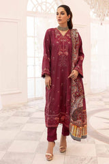 3 Piece Embroideredd Dobby Jacquard Unstitched Suit with Digital Printed Twill Zari Shawl AP-32014