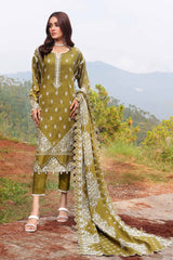 3 Piece Embroidered Chambray Unstitched Suit CM-32001