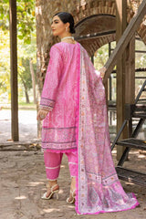3 Piece Embroidered Gold Printed Cambric Unstitched Suit with Printed Burnout Dupatta BN-32005