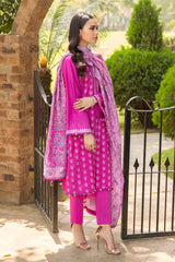 3 Piece Embroidered Cambric Unstitched Suit with Printed Burnout Dupatta BN-32002