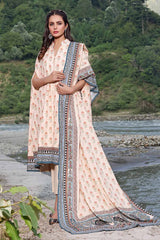 3 Piece Printed Karandi Unstitched Suit AY-32008