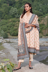 3 Piece Printed Karandi Unstitched Suit AY-32008