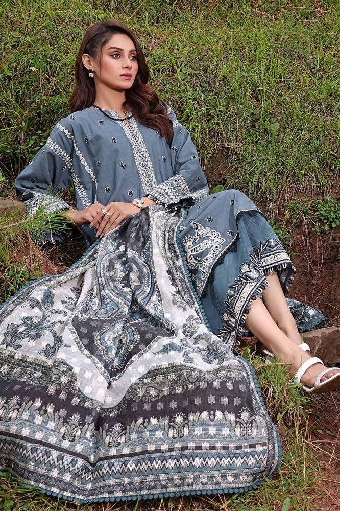 3 Piece Embroidered Khaddar Unstitched Suit with Digital Printed Jacquard Dupatta MJ-32067