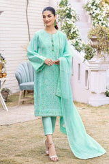 3 Piece Foil Embroidered Lawn Unstitched Suit with Zari Dupatta CK-32007