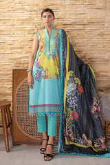 3 Piece Digital Printed Cambric Unstitched Suit with Stripe Chiffon Dupatta ST-32016