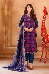 3 Piece Embroidered Chunri Lawn Unstitched Suit With Gold And Lacquer Printed Lawn Dupatta CL-32201