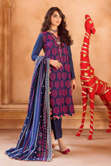 3 Piece Embroidered Chunri Lawn Unstitched Suit With Gold And Lacquer Printed Lawn Dupatta CL-32201