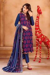 3 Piece Embroidered Chunri Lawn Unstitched Suit With Gold And Lacquer Printed Lawn Dupatta CL-32201