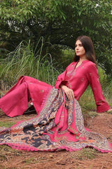 3 Piece Embroidered Acrylic Unstitched Suit with Digital Printed Acrylic Shawl AP-32010