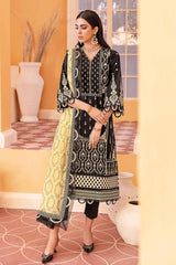 3 Piece Embroidered Lawn Unstitched Suit With Embroidered Net Dupatta PM-22004