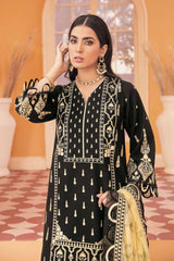 3 Piece Embroidered Lawn Unstitched Suit With Embroidered Net Dupatta PM-22004