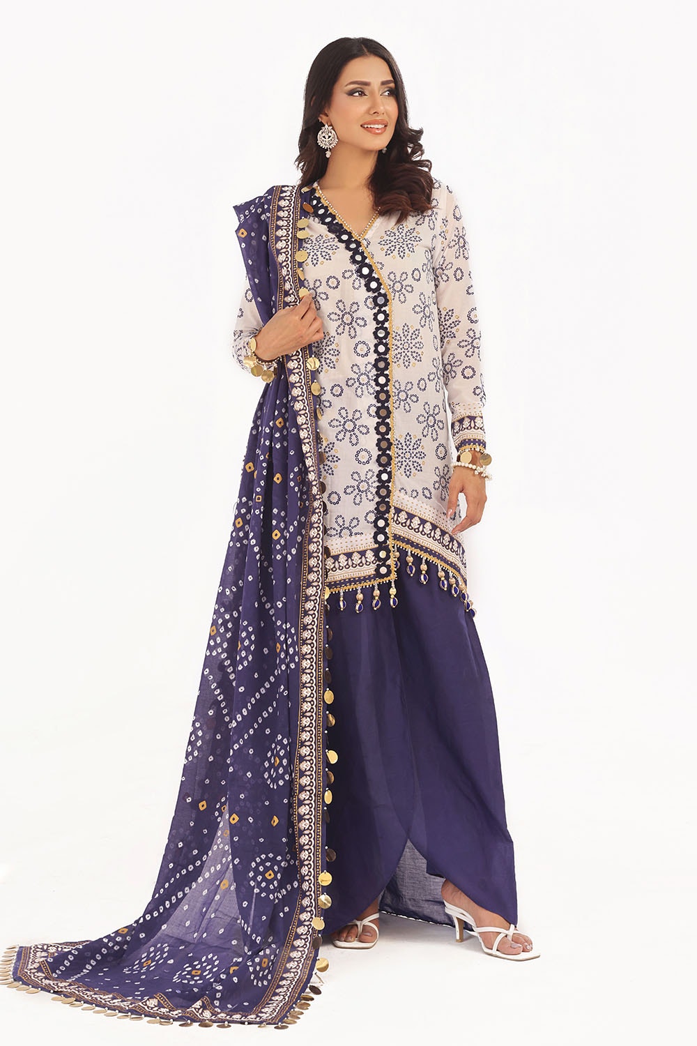 3 Piece Unstitched Gold Lacquer Printed Lawn Suit CL-52411 B