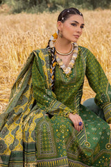 3 Piece Unstitched Gold Printed Lawn Suit CL-52635