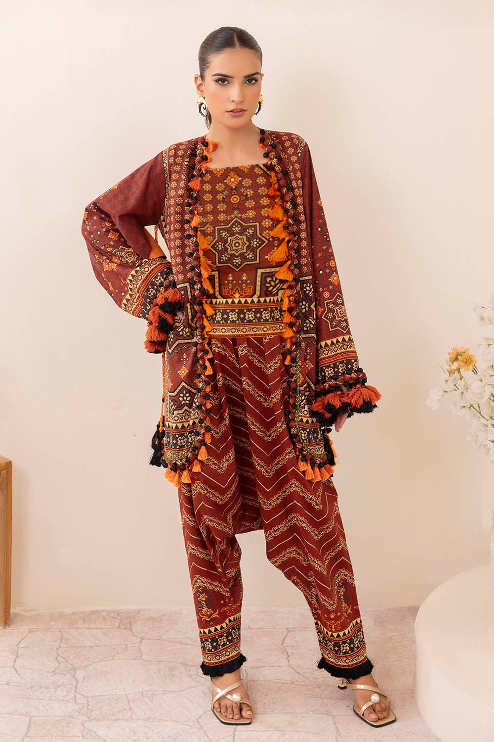 2 Piece Unstitched Gold Printed Lawn Suit TL-52144