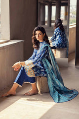 2 Piece Embroidered Cambric Unstitched Suit with Printed Lawn Dupatta TCE-32001
