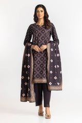 3 Piece Khaddar Gold Printed Suit IUSTKSD-309