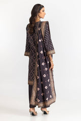 3 Piece Khaddar Gold Printed Suit IUSTKSD-309