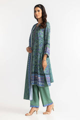 3 Piece Linen Printed Suit IUSTKSD-336
