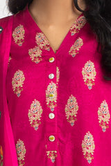 3 Piece Printed Linen Suit IUSTKSD-337