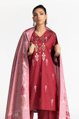 3 Piece Dyed Embroidered Jacquard Suit IUSTKSD-339
