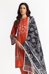 3 Piece Printed Khaddar Suit IUSTKSD-347