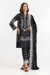 3 Piece Khaddar Printed With Embroidered Suit IUSTKSD-383